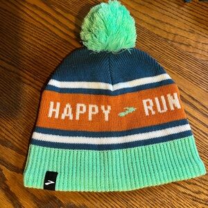 Happy Run Pom-Pom Beanie - Green and Orange One Size fits all